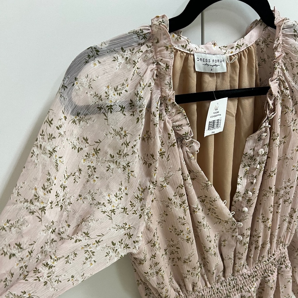 NWT | DRESS FORUM Dainty Floral Ruffle Mini Dress | Size Small - Picture 4 of 4